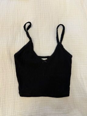 Sunday Best Black Lace-Trim Crop Tank Top